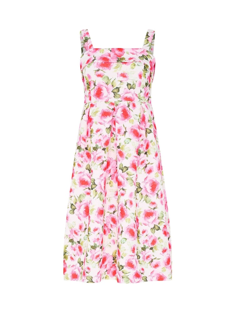 Yours Curve White London Floral Square Neck Dress - Image 5 of 5