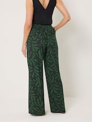 Long Tall Sally Black Palm Print Wide Leg Trousers - Image 3 of 5