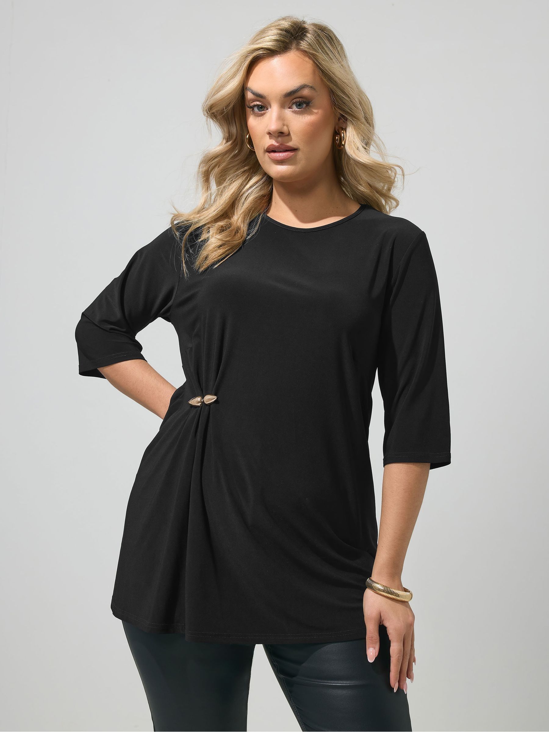 Yours Curve Women's Black Buckle Top