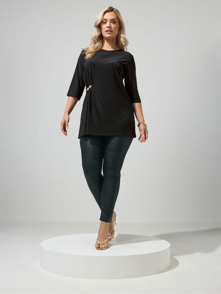 Yours Curve Black London Buckle Top - Image 2 of 5