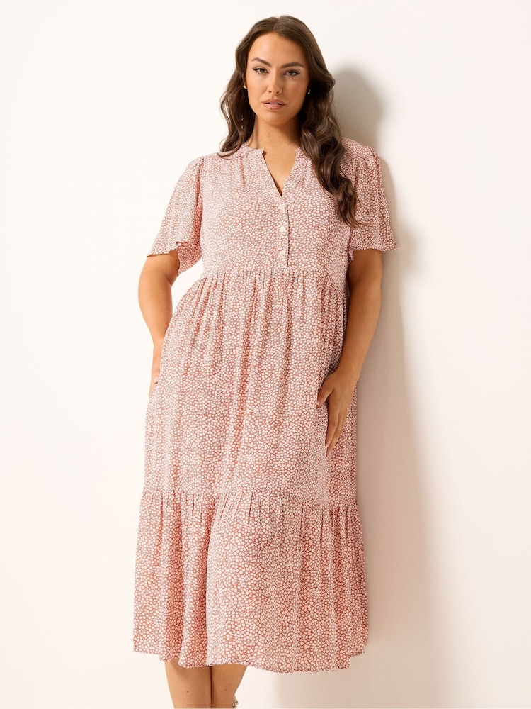 Yours Curve Placket Tiered Dress - Image 1 of 5