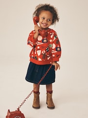 Red Christmas Santa Print Crew Neck Sweatshirt (3mths-7yrs) - Image 2 of 8