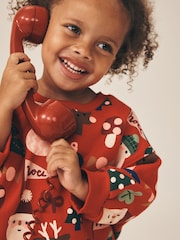 Red Christmas Santa Print Crew Neck Sweatshirt (3mths-7yrs) - Image 3 of 8