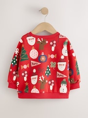 Red Christmas Santa Print Crew Neck Sweatshirt (3mths-7yrs) - Image 6 of 8