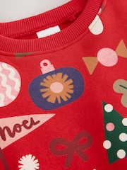 Red Christmas Santa Print Crew Neck Sweatshirt (3mths-7yrs) - Image 8 of 8