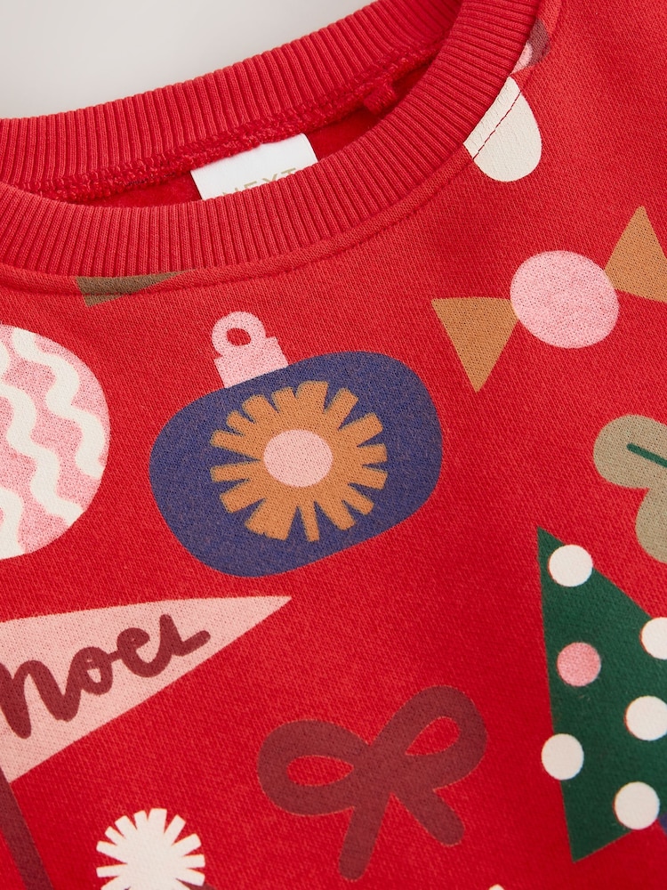 Red Christmas Santa Print Crew Neck Sweatshirt (3mths-7yrs) - Image 8 of 8 Red Christmas Santa Print Crew Neck Sweatshirt (3mths-7yrs) - Image 8 of 8