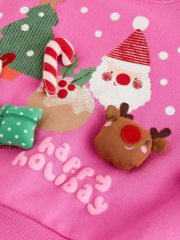 Bright Pink Christmas Crew Neck Sweatshirt (3mths-7yrs) - Image 7 of 7 Bright Pink Christmas Crew Neck Sweatshirt (3mths-7yrs) - Image 7 of 7
