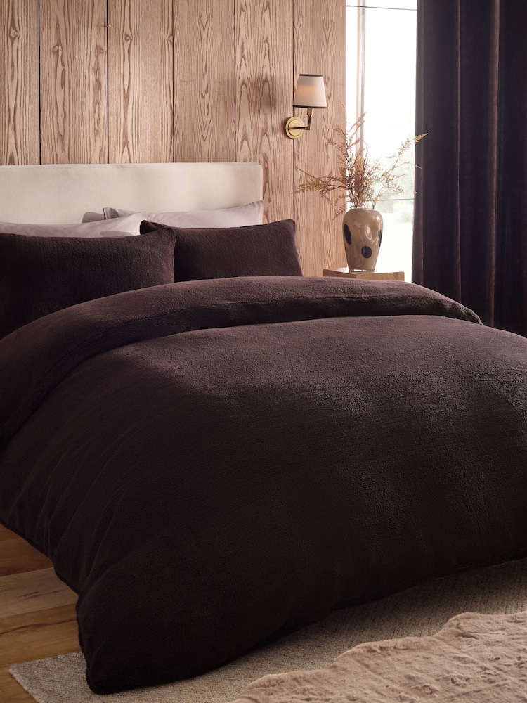 Chocolate Brown Teddy Fleece Bed Set - Image 1 of 5 Chocolate Brown Teddy Fleece Bed Set - Image 1 of 5