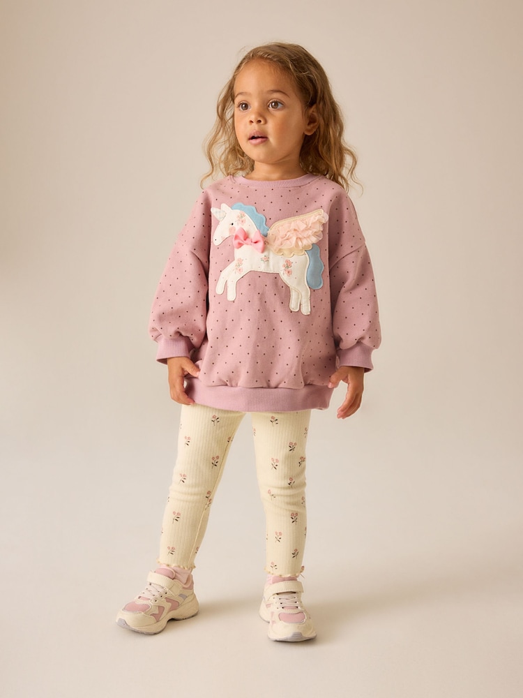 Pink Unicorn Sweatshirt and Legging Set (3mths-7yrs) - Image 1 of 5 Pink Unicorn Sweatshirt and Legging Set (3mths-7yrs) - Image 1 of 5