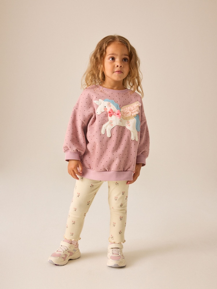 Pink Unicorn Sweatshirt and Legging Set (3mths-7yrs) - Image 2 of 5 Pink Unicorn Sweatshirt and Legging Set (3mths-7yrs) - Image 2 of 5