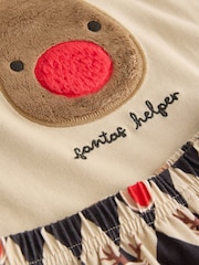 Oatmeal Rudolph Placement Christmas Pyjamas (9mths-12yrs) - Image 3 of 4