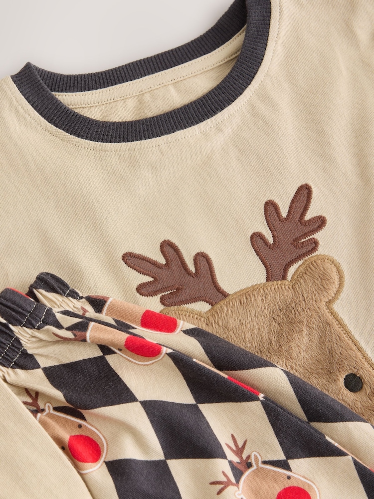 Oatmeal Rudolph Placement Christmas Pyjamas (9mths-12yrs) - Image 4 of 4 Oatmeal Rudolph Placement Christmas Pyjamas (9mths-12yrs) - Image 4 of 4