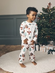 Cream All Over Scene Christmas Pyjamas (9mths-12yrs) - Image 1 of 4