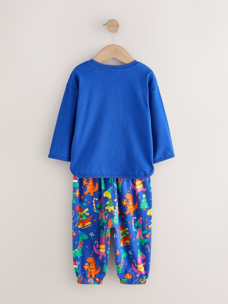 Blue Dino Christmas Pyjamas (9mths-12yrs) - Image 2 of 4 Blue Dino Christmas Pyjamas (9mths-12yrs) - Image 2 of 4
