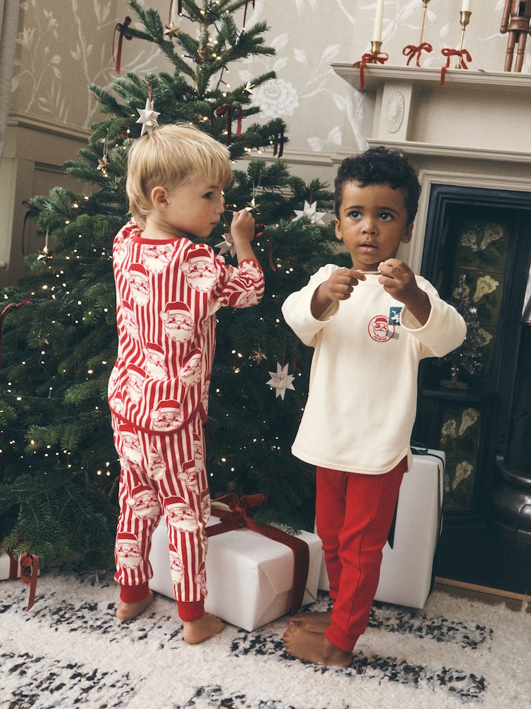 Red/White Santa Stripe Christmas Pyjamas 2 Pack (9mths-10yrs) - Image 1 of 5