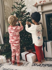 Red/White Santa Stripe Christmas Pyjamas 2 Pack (9mths-10yrs) - Image 4 of 5