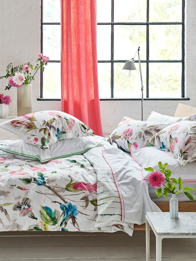 Designers Guild Fuchsia Pink Japanese Magnolia 200 Thread Count Duvet Cover set - Image 2 of 8