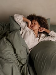 Bedfolk Green Relaxed Cotton Pillowcases Pair - Image 5 of 6