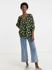 JD Williams Blue Collarless Button Through Blouse - Image 1 of 4