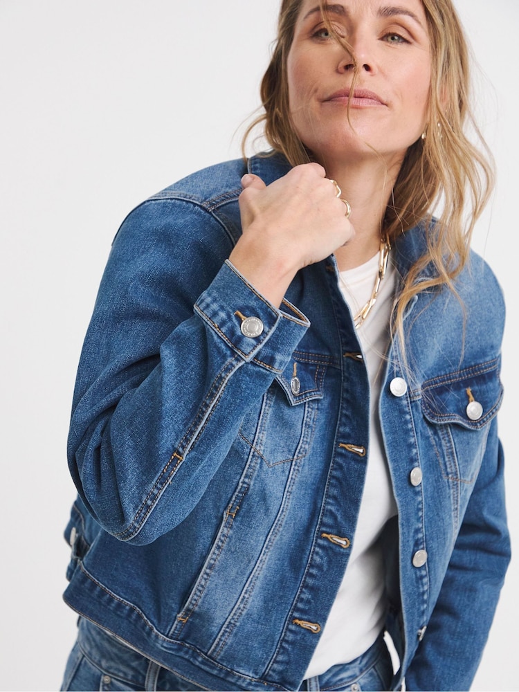 JD Williams Blue Ultimate Stretch Denim Jacket - Image 1 of 4