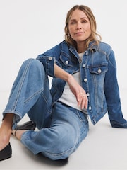 JD Williams Blue Ultimate Stretch Denim Jacket - Image 3 of 4