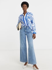 JD Williams Blue Placement Print Shirt - Image 1 of 4