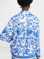 JD Williams Blue Placement Print Shirt - Image 2 of 4