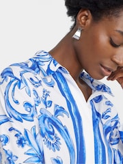 JD Williams Blue Placement Print Shirt - Image 4 of 4