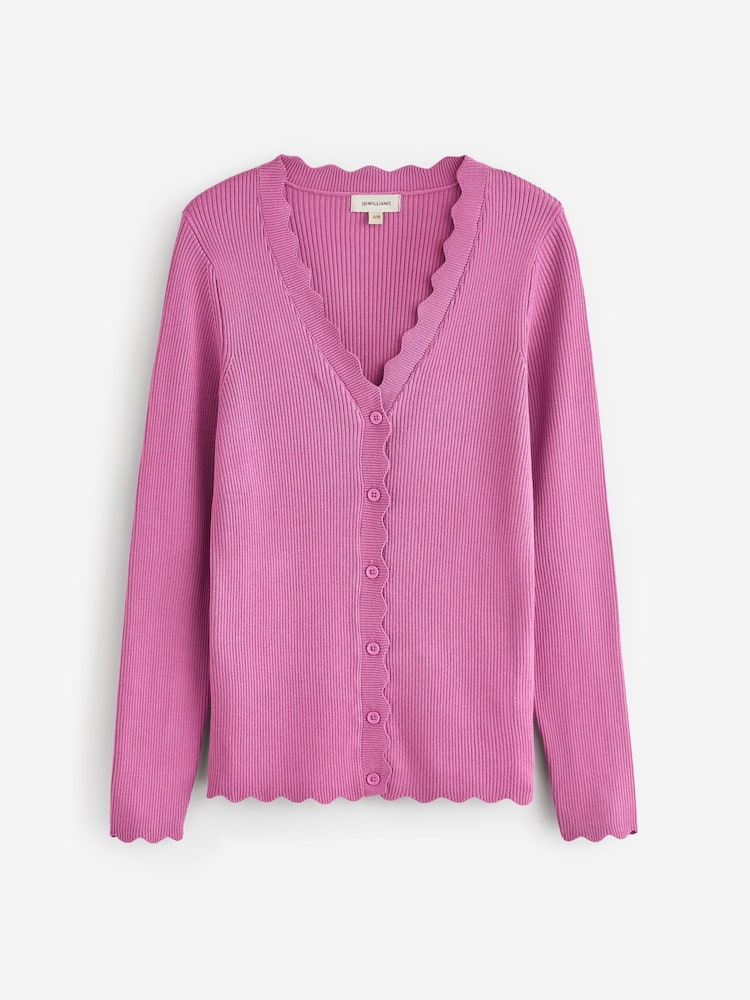 JD Williams Pink Scallop Hem Knitted Cardigan - Image 1 of 1