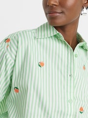 JD Williams Green Embroidered Motif Stripe Shirt - Image 4 of 4