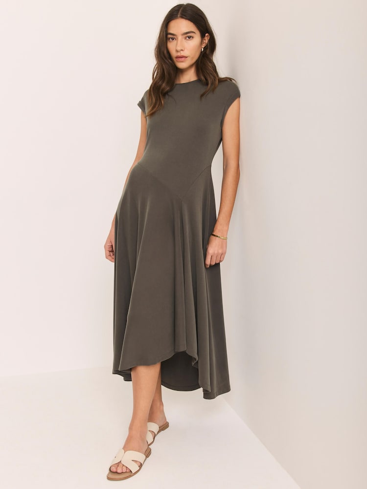 Mint Velvet Green Jersey Asymmetric Dress - Image 1 of 8