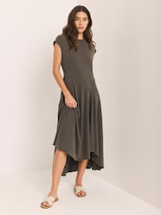 Mint Velvet Green Jersey Asymmetric Dress - Image 3 of 8