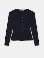 Mint Velvet Black Peplum Knit Cardigan - Image 6 of 7