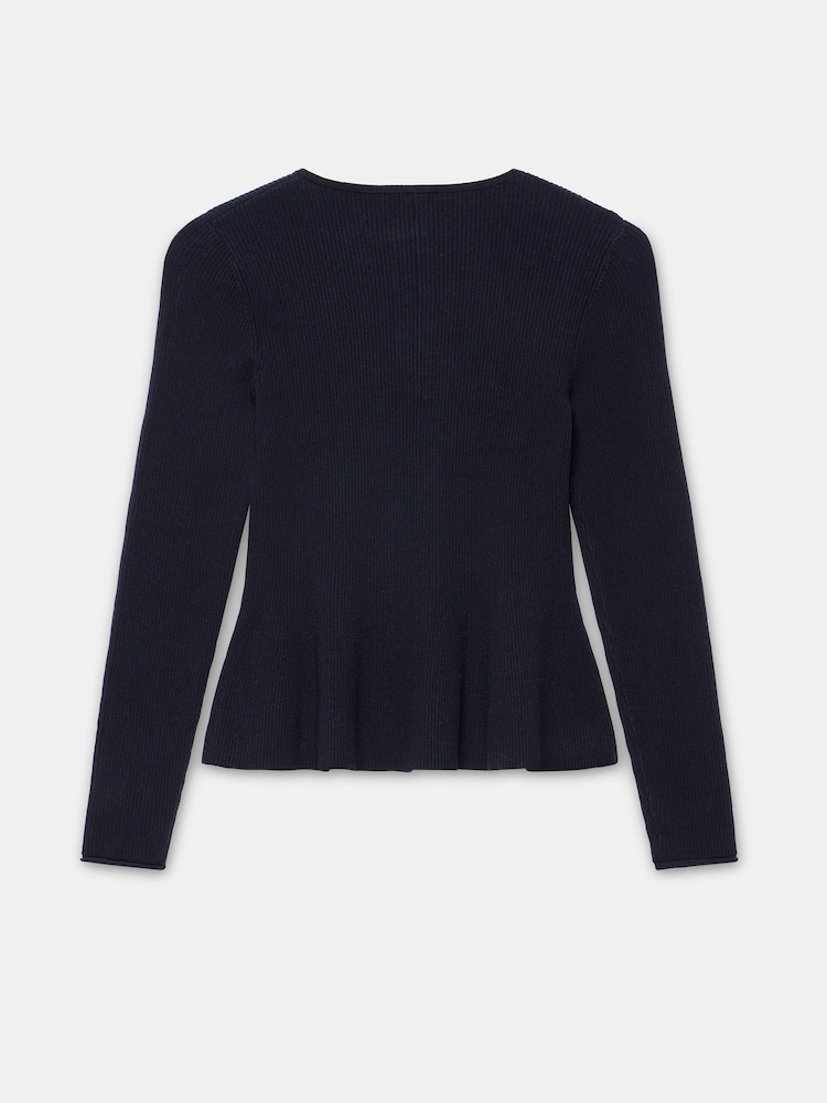 Mint Velvet Black Peplum Knit Cardigan - Image 7 of 7