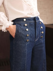 Mint Velvet Blue Button Front Tailored Jeans - Image 4 of 8