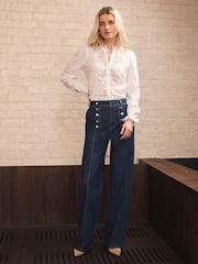 Mint Velvet Blue Button Front Tailored Jeans - Image 5 of 8