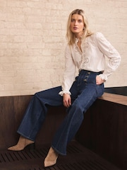 Mint Velvet Blue Button Front Tailored Jeans - Image 6 of 8