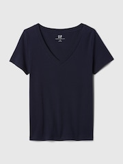 Gap Navy Cotton VintageSoft V Neck T-Shirt - Image 4 of 4