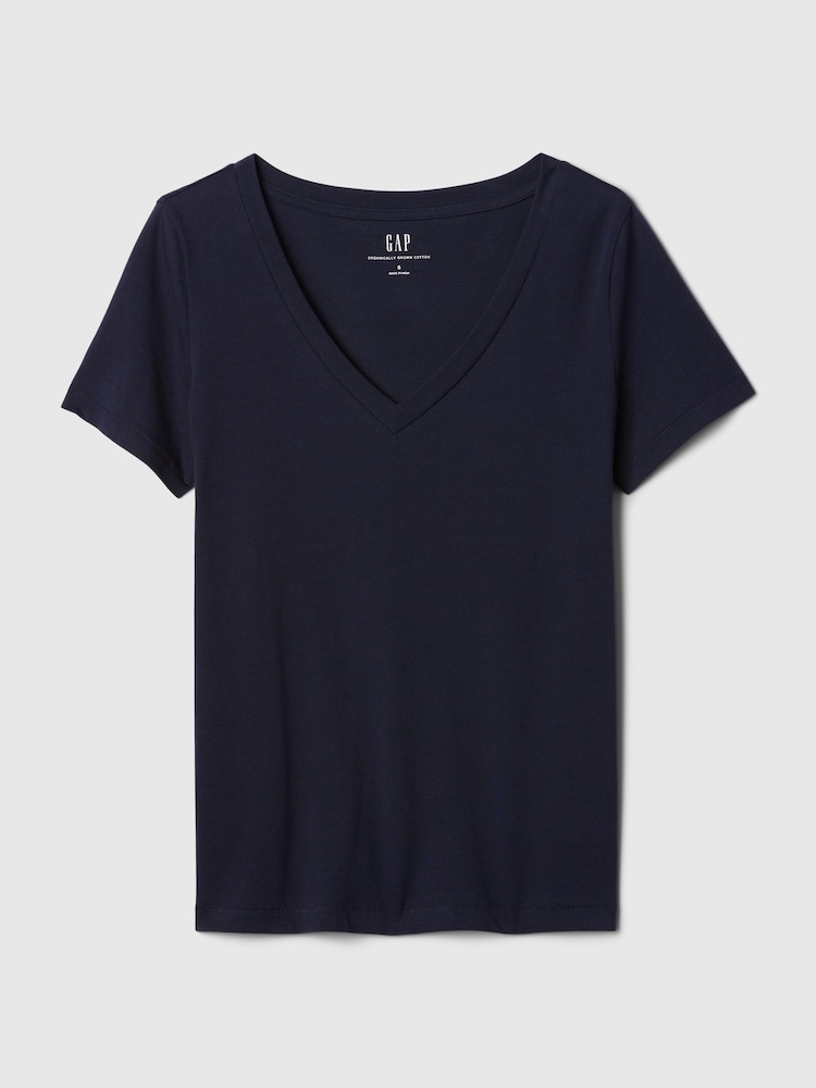 Gap Navy Cotton VintageSoft V Neck T-Shirt - Image 4 of 4