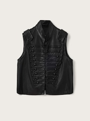 AllSaints Black Rummy Leather Gilet - Image 6 of 6