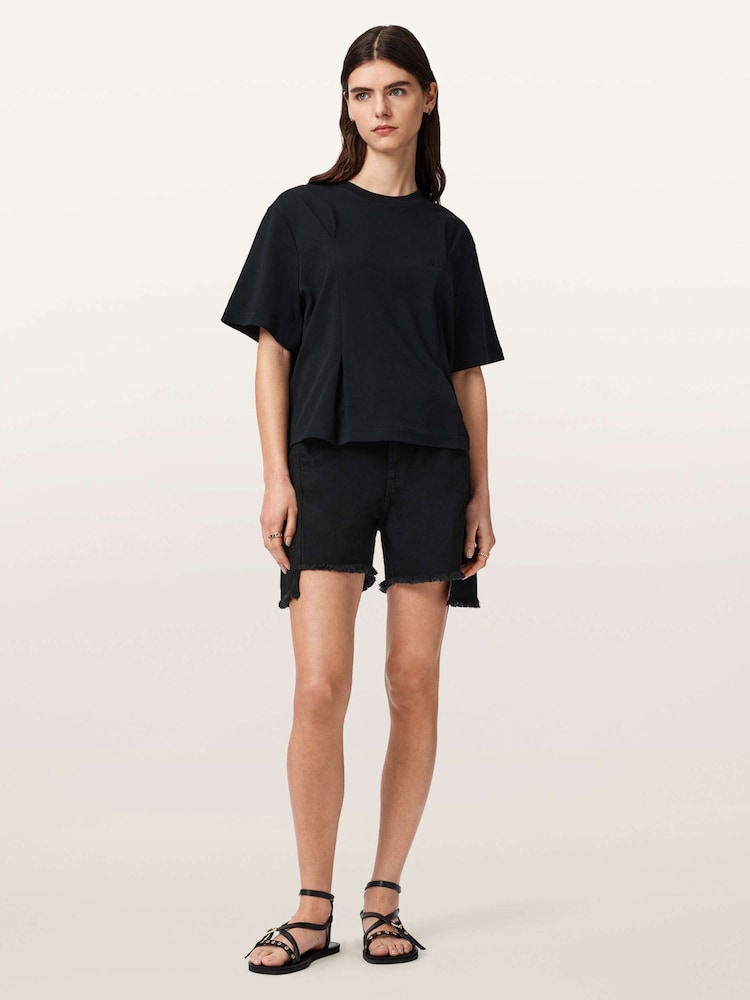 AllSaints Black Frankie Denim Shorts - Image 2 of 7