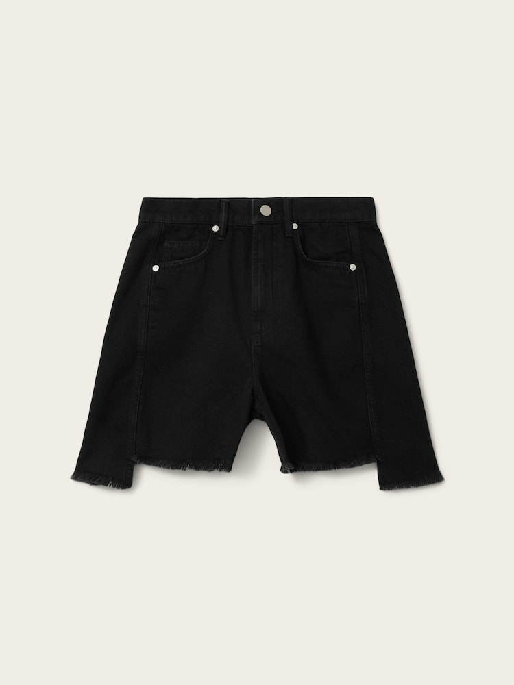 AllSaints Black Frankie Denim Shorts - Image 7 of 7