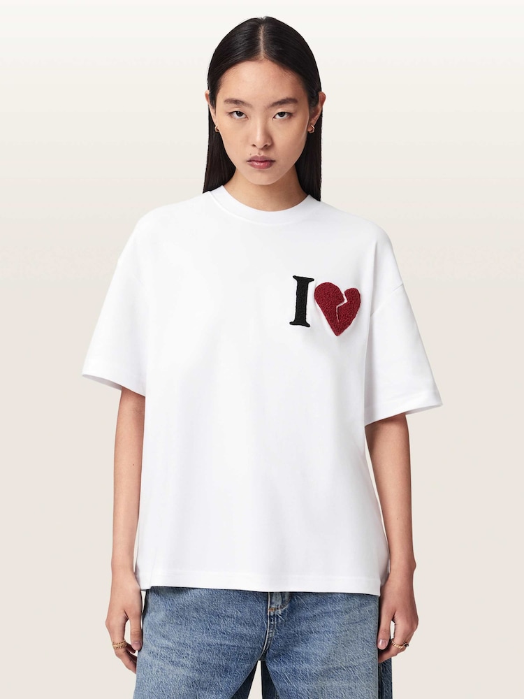 AllSaints White Heart Etta T-Shirt - Image 2 of 7