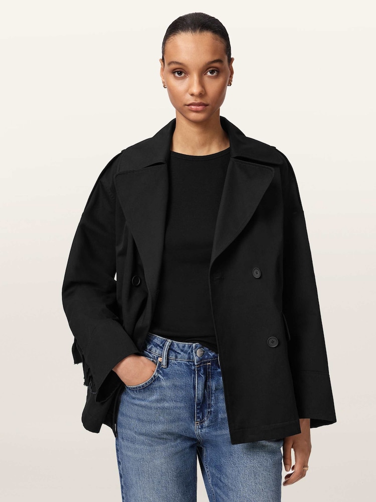 AllSaints Black Connie Trench Coat - Image 1 of 7 AllSaints Black Connie Trench Coat - Image 1 of 7