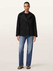 AllSaints Black Connie Trench Coat - Image 2 of 7