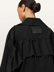 AllSaints Black Connie Trench Coat - Image 3 of 7