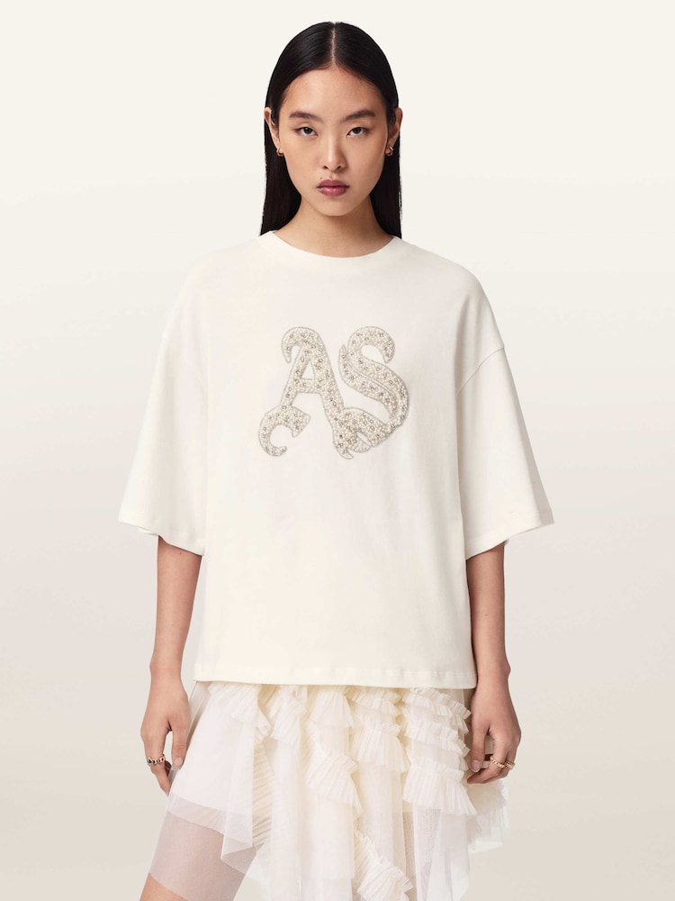 AllSaints White Icon Amelie T-Shirt - Image 2 of 7