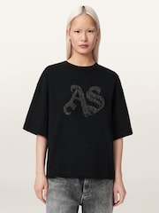 AllSaints Black Icon Amelie T-Shirt - Image 1 of 6