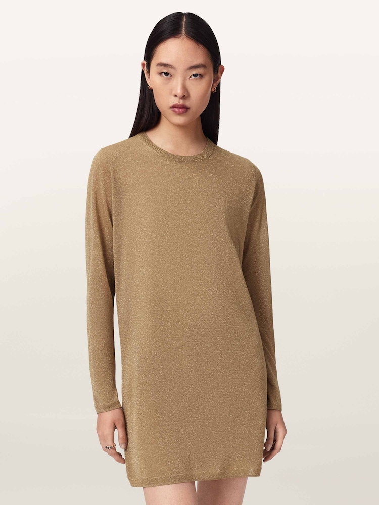 AllSaints Brown Tillii Mini Dress - Image 1 of 6 AllSaints Brown Tillii Mini Dress - Image 1 of 6