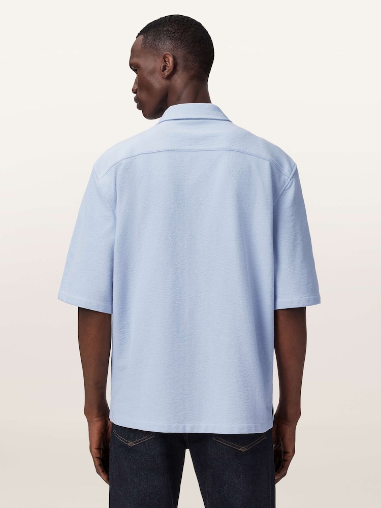 AllSaints Blue Stallone Short Sleeve Shirt - Image 2 of 6